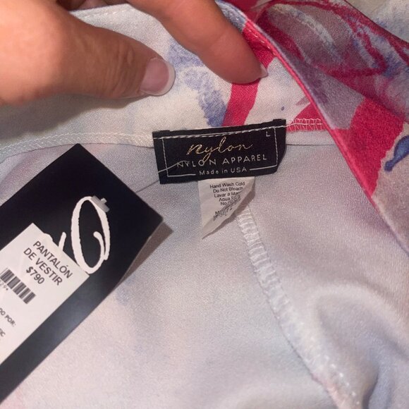 Nylon Apparel Womens Pants Trousers Size Large Multicolor Wide Leg Abstract New - Picture 6 of 12